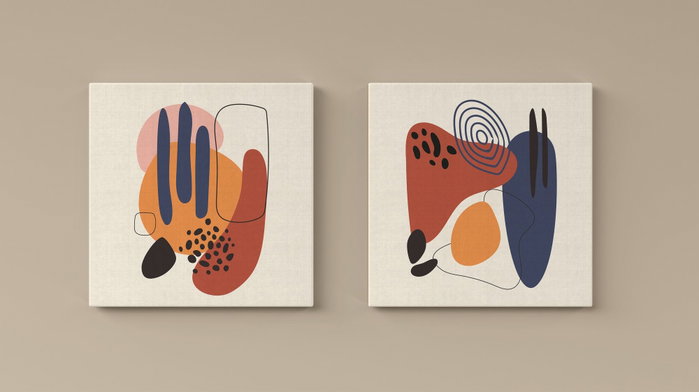 Wallity Conjunto de 2 Pinturas Decorativas en Lienzo Multicolor 30 x 30 cm